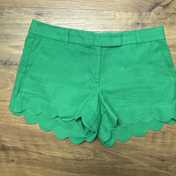 J. Crew Pants - J Crew Linen‎ Cotton Blend Size 6 Scalloped Hem Kelly Green Womens Shorts